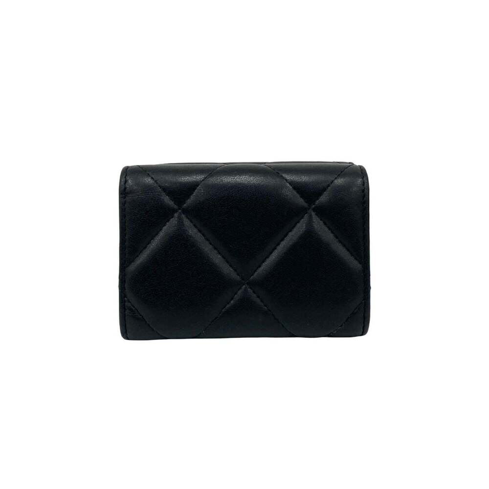 CHANEL Authentic Black Lambskin Leather Logo Wallet - Picture 2 of 10